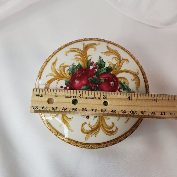 Mikasa "Holiday Orchard" Porcelain Christmas Trinket Box Holly Berries - Picture 11 of 15